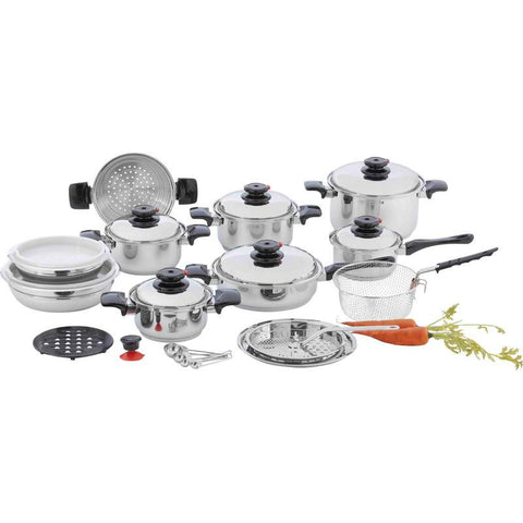 Chef's Secret 12-Element T304 Stainless Steel "Waterless" Cookware 28 Piece Set - House Home & Office - Fits My Budget