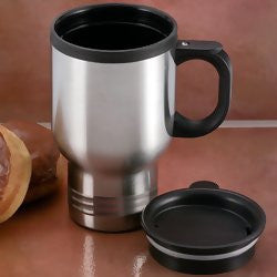 Maxam Stainless Steel Travel Mug with Tapered Bottom to Fit Most