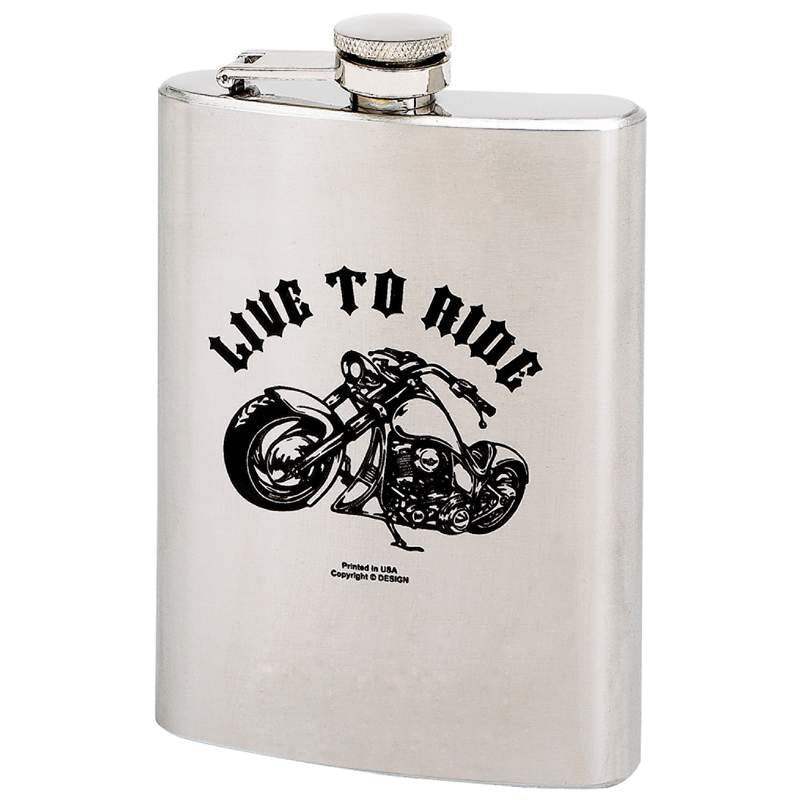 Maxam 8 Ounce Stainless Steel Hip Flask Live to Ride Motorcycle Free Shipping