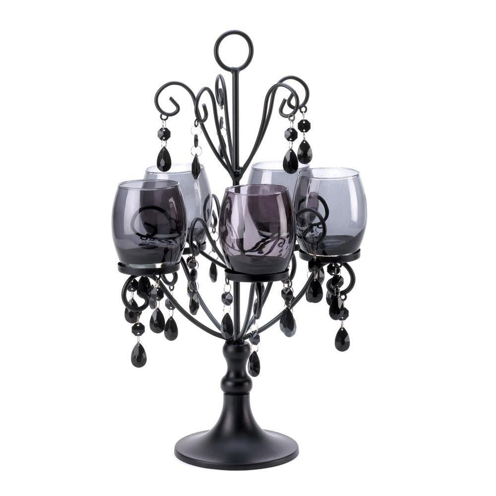 Midnight Elegance Metal and Glass Candelabra with Crystals 10015105 - House Home & Office - Fits My Budget