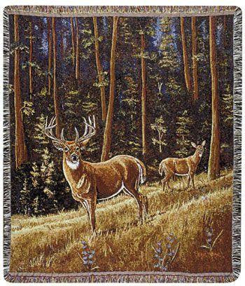 Simply Home TPM561 Whitetail Morning Throw Blanket Tapestry - Blankets & Bedding - Fits My Budget