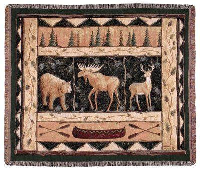 Simply Home TPM775 Woodland Animals Throw Blanket Tapestry - Blankets & Bedding - Fits My Budget