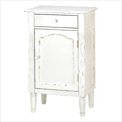 White Wood Vintage Antiqued Hand Distressed Nightstand Cabinet 39093 - House Home & Office - Fits My Budget