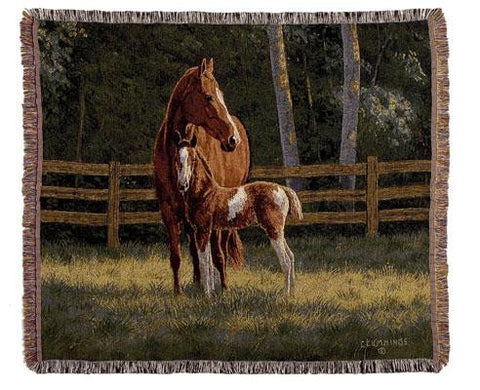 Simply Home TPM906 Josie Horses Throw Blanket Tapestry - Blankets & Bedding - Fits My Budget