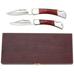 Maxam 2 piece Lockback Knife Set in Wooden Box SKCLASSIC - Sports & Games - Fits My Budget