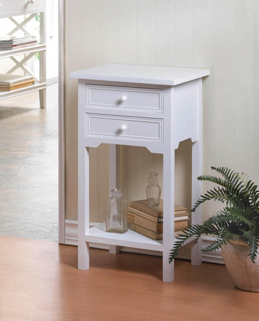 White Side End Table with 2 Drawers 10036644 Free Shipping