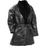 Lambskin Leather Ladies Coat with Genuine Rabbit Fur Collar Arielle™ Italian Stone™ Design CLEARANCE Free Shipping