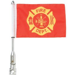 Diamond Plate BKFLGFR Motorcycle Flag with Fire Dept & USA Flag - Luggage & More - Fits My Budget