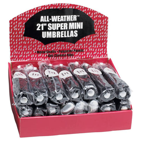Mini-Umbrellas GFUMLTBP All-Weather 24 piece Set of Black Umbrellas in Display Box - Sports & Games - Fits My Budget