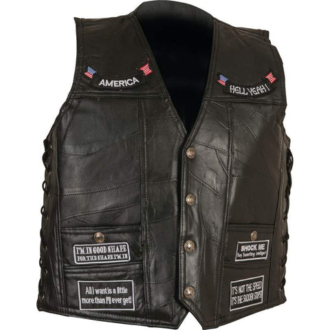 Diamond Plate Genuine Leather Concealed Carry Vest with Patches GFVAPN FREE SHIPPING