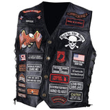 Diamond Plate GFVBIK42 Buffalo Leather Vest with 42 Patches Free Shipping - Apparel & Accessories - Fits My Budget