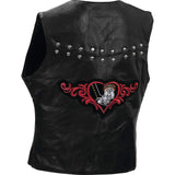 Diamond Plate GFVL66 Ladies Leather Vest Rock Design Genuine Lambskin