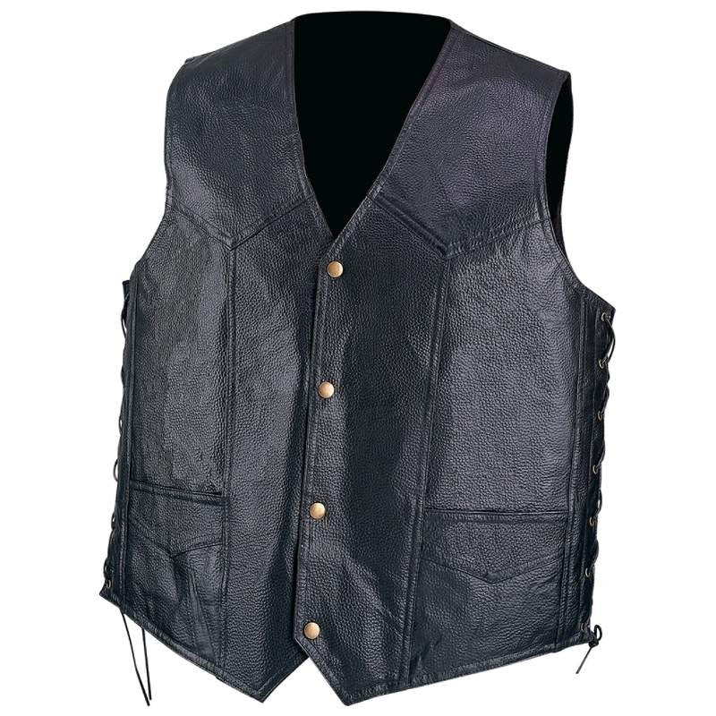 Diamond Plate GFVPB Leather Laced Vest with Antique Brass Hardwares GFVPB - Apparel & Accessories - Fits My Budget