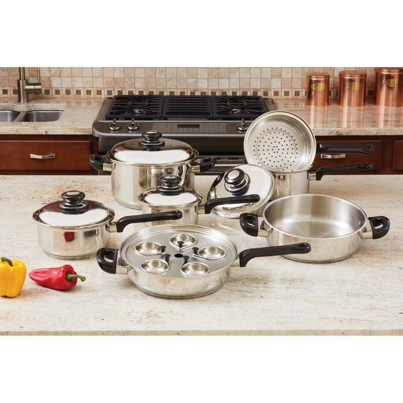 Maxam KT172 Stainless Steel Cookware 17 Piece Set - House Home & Office - Fits My Budget