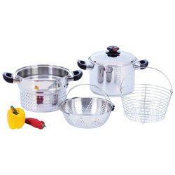 Steam Control KT82 Stainless Steel Stockpot Spaghetti Cooker with Baskets - House Home & Office - Fits My Budget