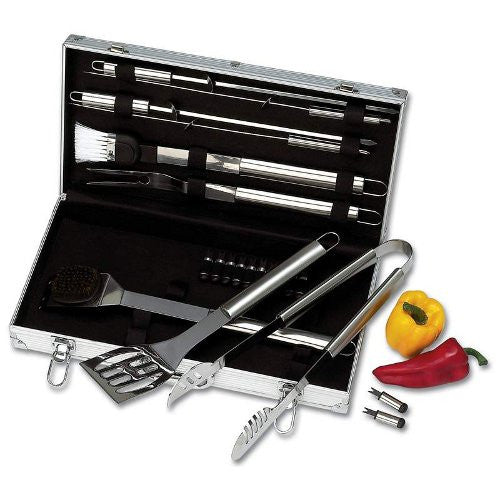 Chefmaster KTBQSS22 22 Piece Stainless Barbeque Set with Aluminum Storage Case - House Home & Office - Fits My Budget