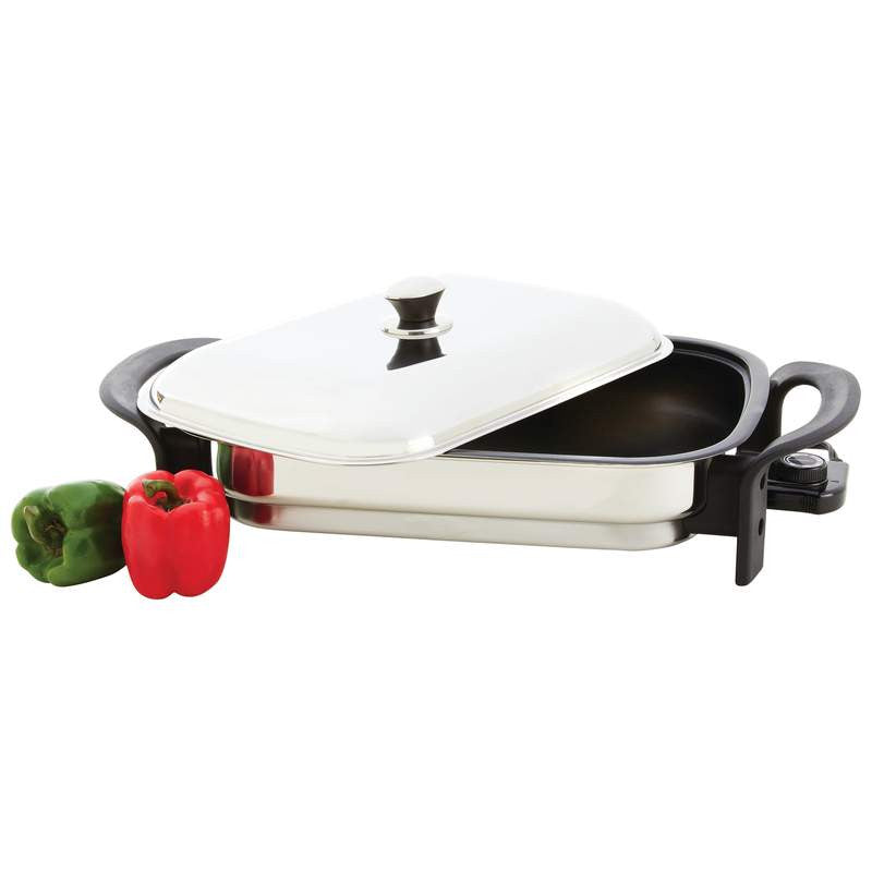  Maxam 16-Inch Electric Skillet - Rectangular Stainless