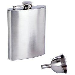 Maxam 8 Ounce Stainless Steel Hip Flask with Funnel KTFLASK8WB - House Home & Office - Fits My Budget