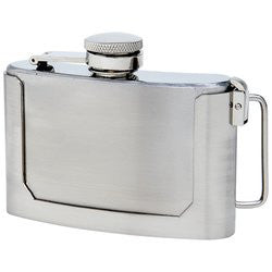 Maxam 3 Ounce Stainless Steel Belt Buckle Flask KTFLASKBKL3 - House Home & Office - Fits My Budget