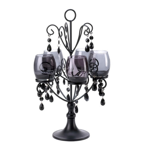 Midnight Elegance Metal and Glass Candelabra with Crystals 10015105 - House Home & Office - Fits My Budget