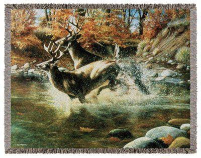 Simply Home RTP287497 Deer On the Run Throw Blanket Tapestry - Blankets & Bedding - Fits My Budget