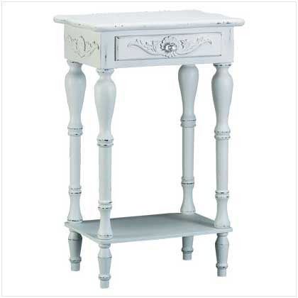 Elegant White Cottage Style Wood End Side Table 10034353 Free Shipping - House Home & Office - Fits My Budget