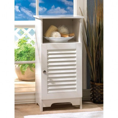 Nantucket White MDF Wood Tall Storage Cabinet 10014707 Free Shipping - House Home & Office - Fits My Budget