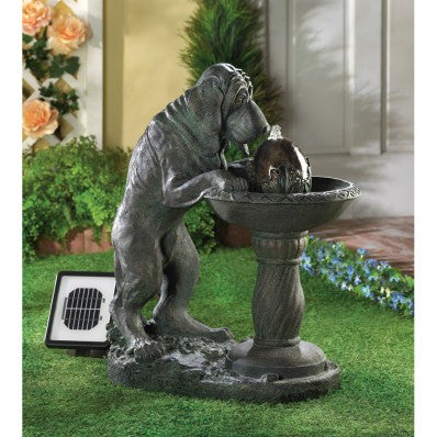 Faux-Bronze Thirsty Dog Solar Powered Water Fountain Birdbath 10014769 Free Shipping - House Home & Office - Fits My Budget