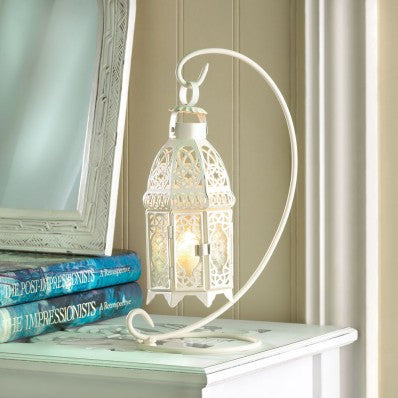 White Fancy Lantern with Stand 10037439 Free Shipping - House Home & Office - Fits My Budget