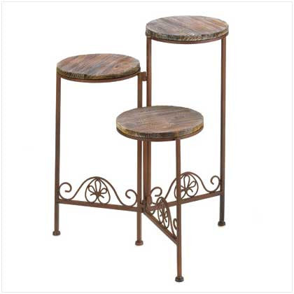 Rustic Wrought Iron and Wood Triple Planter Stand 10001091 Free Shipping - House Home & Office - Fits My Budget