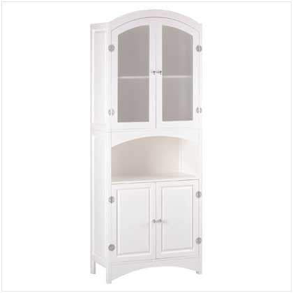 White Linen Cabinet with Silver Finished Magnetic Hardware 100335014 Free Shipping - House Home & Office - Fits My Budget