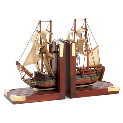 Sailing Schooner Nautical Wood Sailboat Bookends d1297 - House Home & Office - Fits My Budget